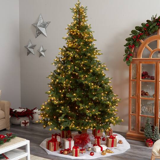 9ft. Pre-Lit North Carolina Spruce Artificial Christmas Tree, Clear LED Lights